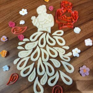 Linzer Ausstecherset für Hochzeitspaar mit Blumenmotiven 3