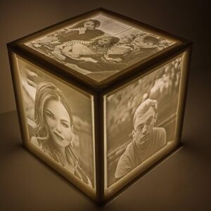 3D-Foto-Kristallwürfel mit 4 Bildern, LED-Beleuchtung