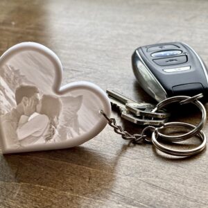 Herzförmiger 3D-Fotokristall-Schlüsselanhänger mit eigenem Foto, ca. 5x5 cm