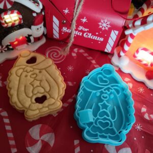 Igel im Hut mit Weihnachtsbaum - Ausstecher und Prägestempel